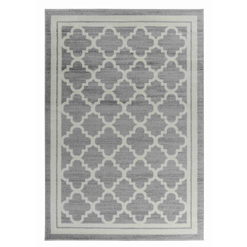 Rug Branch Sakarya Collection Grey Beige 7 ft. x 10 ft. Modern Moroccan ...