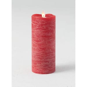 7 in. Red Frosted LED Pillar Candle