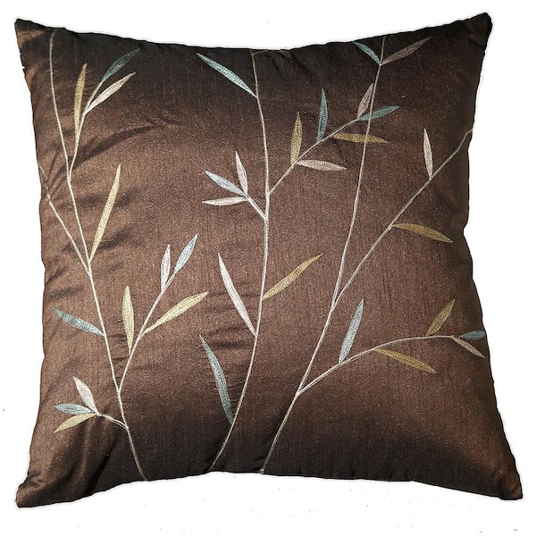 LR Home Contemporary Sedgwick Chocolate 18 in. x 18 in. Square Decorative Accent Pillow (2-Pack)