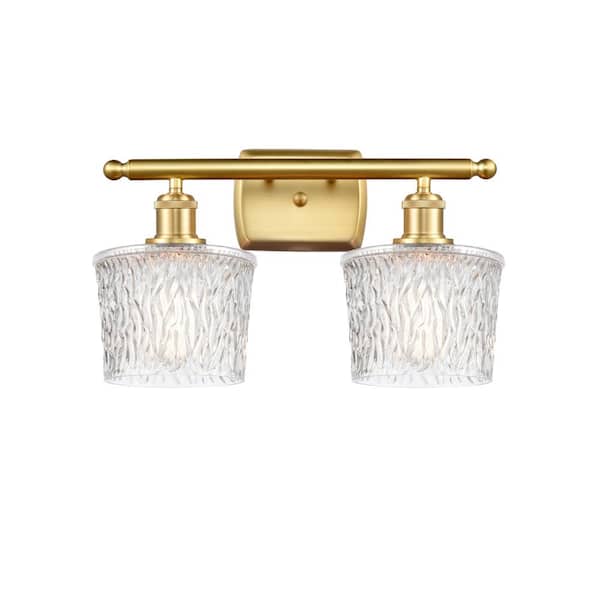 Innovations Niagra 16 in. 2-Light Satin Gold Vanity Light with Clear Glass Shade