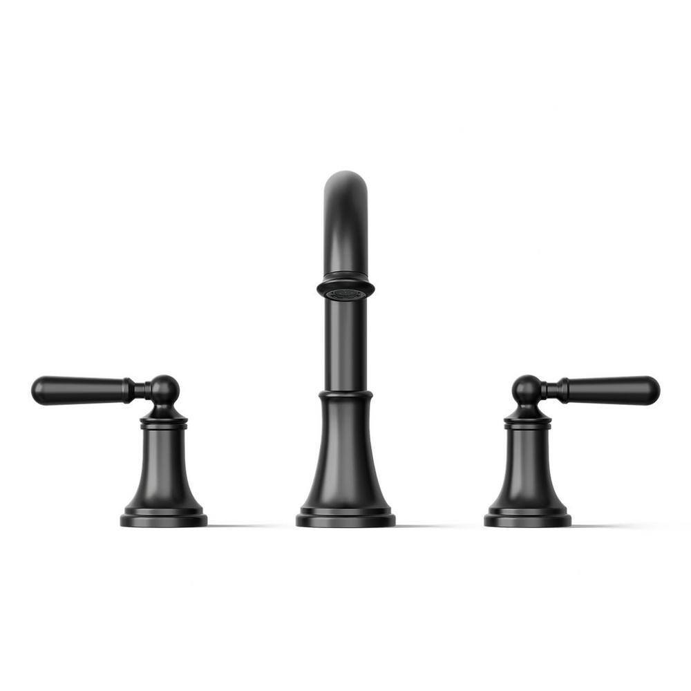 Matte Black 8 in. Widespread Double Handle Bathroom Faucet