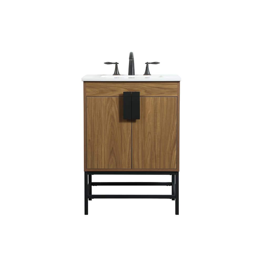 Simply Living 24 in. W x 19 in. D x 33.5 in. H Bath Vanity in Walnut Brown 