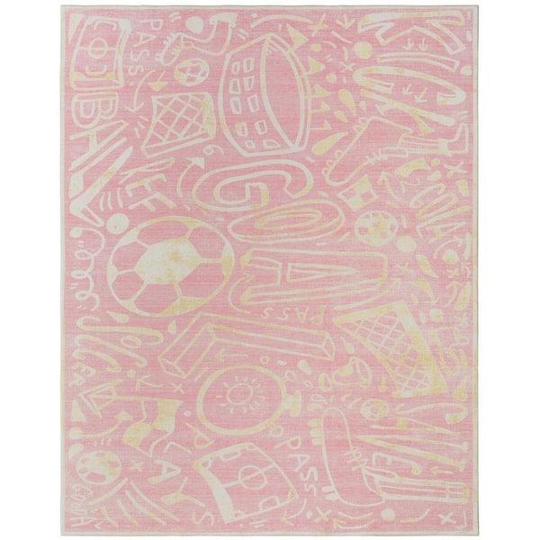 Sportsglyphs 6 ft. x 8  ft. Pink Western Area Rug