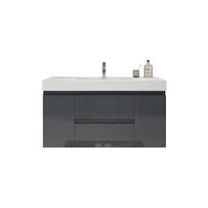 Fortune 48 in. W Bath Vanity in Rich Black with Reinforced Acrylic Vanity Top in White with White Basin