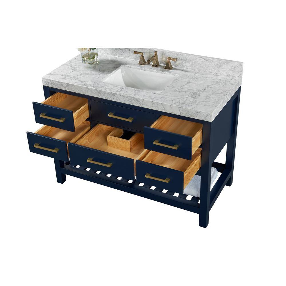 Elizabeth 48'' Heritage Blue Wood Vanity with Marble Top