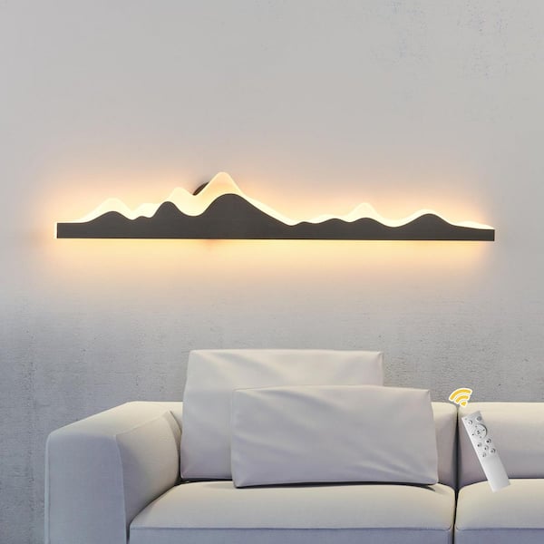 47.24 in. 1 Light Black Linear Dimmable Timer LED Wall Sconce with Remote Control for Living Room Dining Room Bedroom