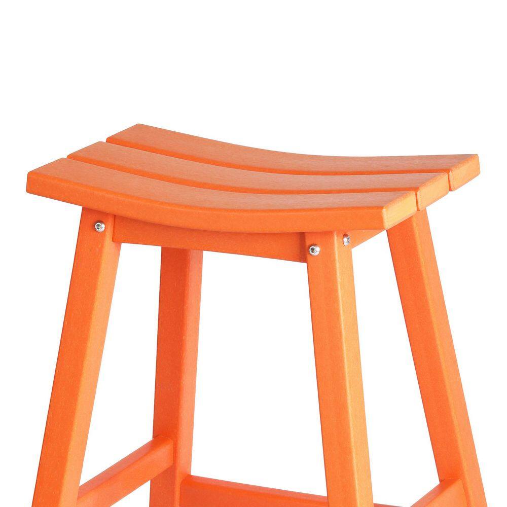 Laguna All-Weather HDPE Poly 29" Orange Outdoor Patio Bar Stool