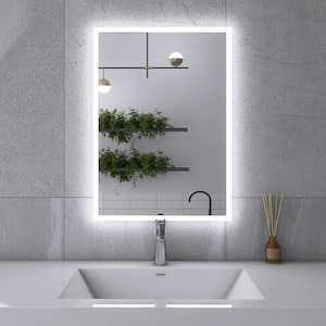 20 in. W x 28 in. H Small Rectangular Frameless Anti-Fog Wall Mounted Bathroom Vanity Mirror in Silver