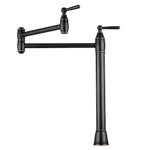 Deck Mount Pot Filler Faucet, Solid Brass Pot Filler with Double Stretchable Joint Swing Arm in Oil Rubbed Bronze