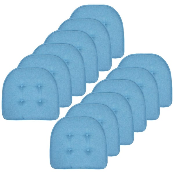Sweet Home Collection Solid U-Shape Memory Foam 17 in. x 16 in. Non-Slip Indoor/Outdoor Chair Seat Cushion (12-Pack), Turquoise
