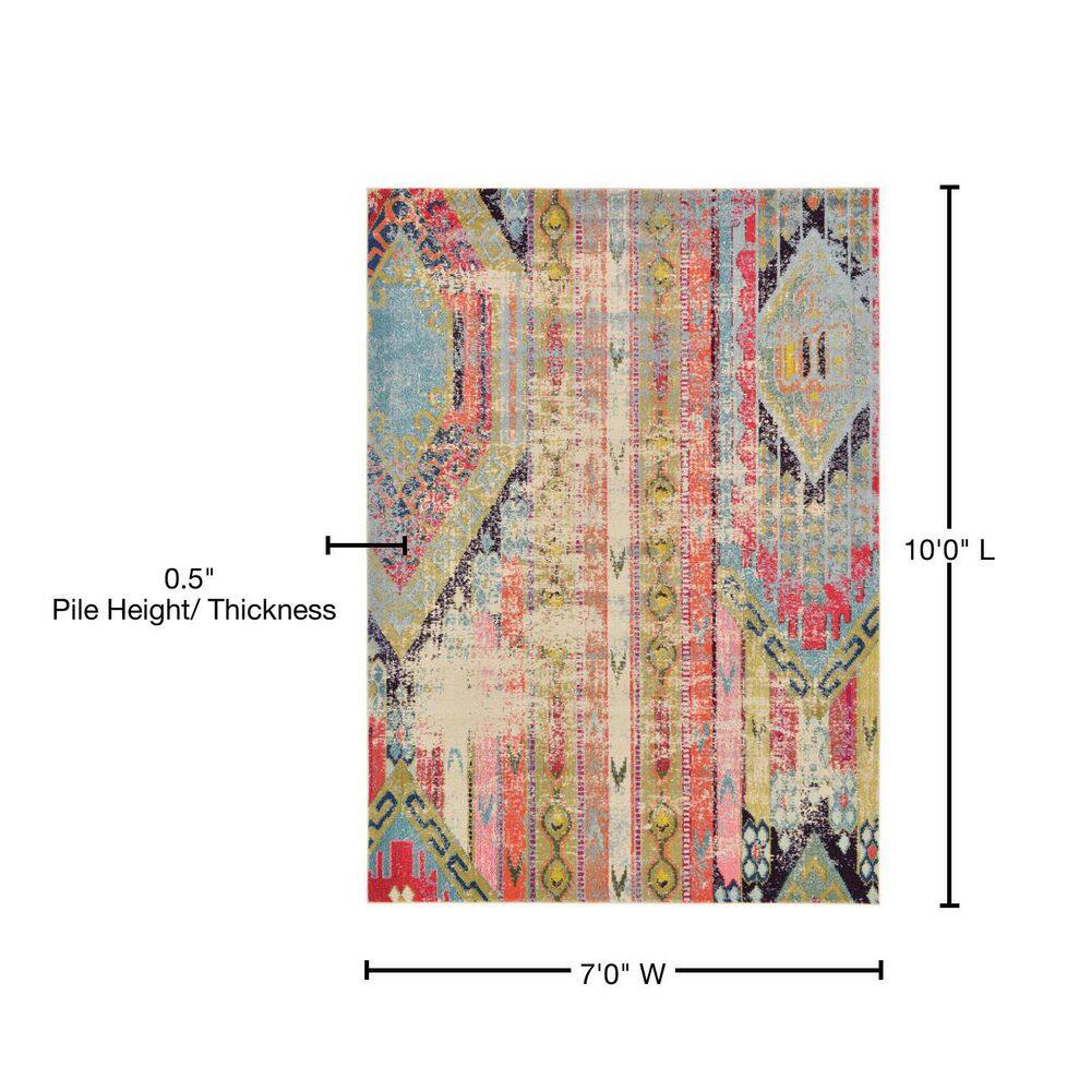 Lively Mesa Light Blue Geometric 7' x 10' Synthetic Area Rug