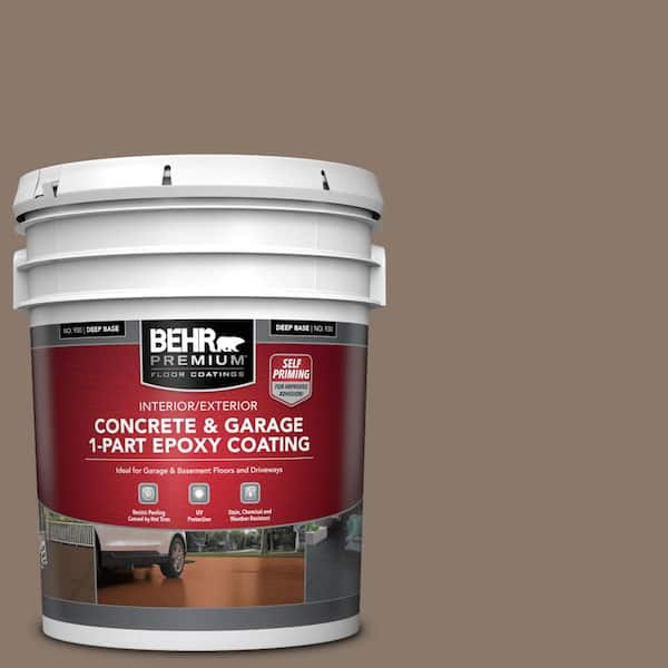 BEHR PREMIUM 5 gal. #N210-5 Caffeine Self-Priming 1-Part Epoxy Satin Interior/Exterior Concrete and Garage Floor Paint