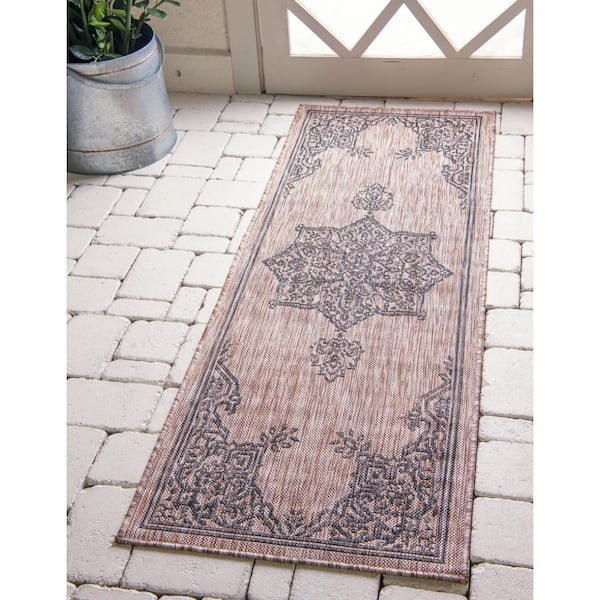 Beige Antique 2 ft. x 6 ft. Outdoor Runner