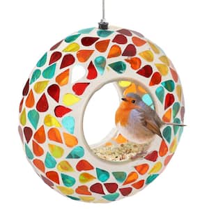 Sunnydaze Glass Mosaic Confetti Fly-Through Bird Feeder