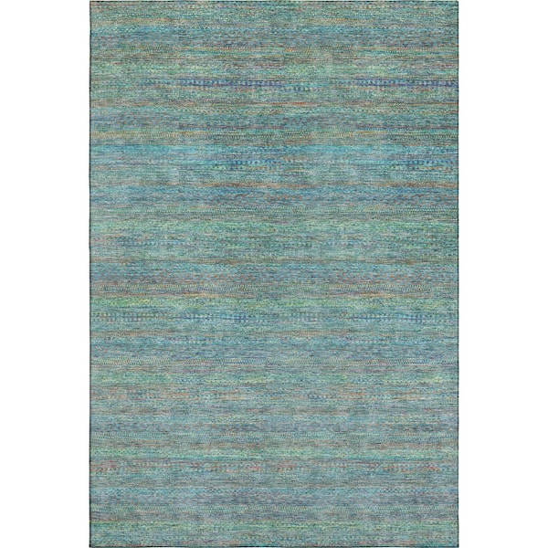 Mayfield Premium Machine Washable Abstract AMF2148 Teal 10 ft. x 14 ft. Area Rug