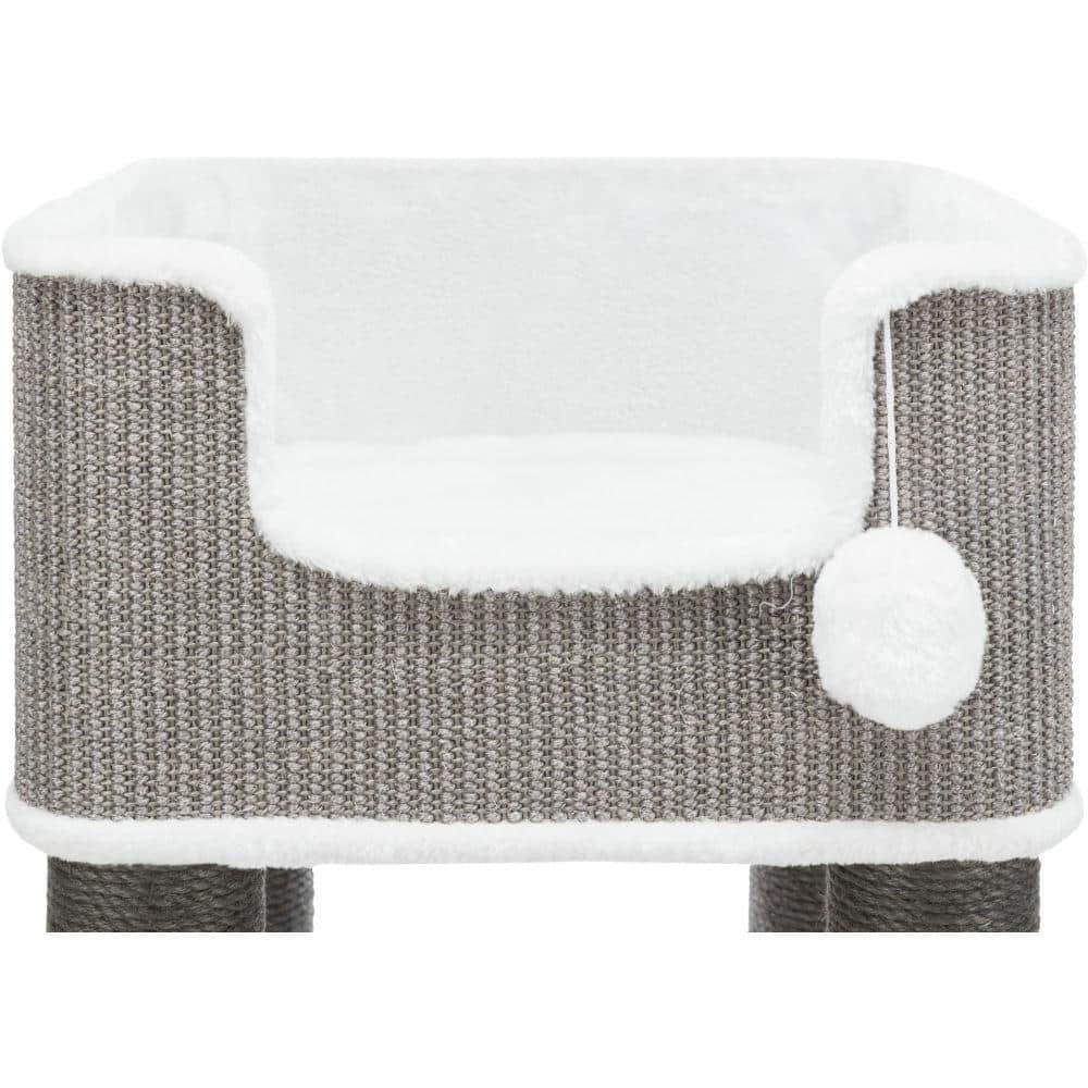 Gray and White Sisal Plush 3-Level Cat Tree with Condo