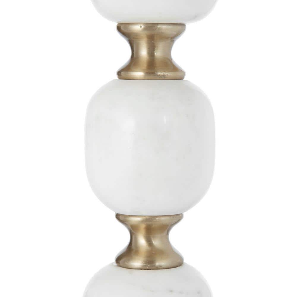 Gold and White Marble Metal Round Side Table