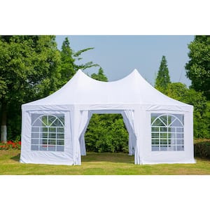 20 ft. x 15 ft. White Party Tent Gazebo Pavilion, Adjustable Removable Sidewalls Shelter for Wedding, Garden