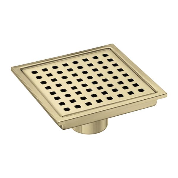 6" Linear Shower Drain with Grid Cover, Professional Brushed 304 Stainless Steel, High Flow, Hair Catcher Shower Drain