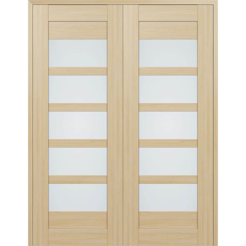 Vona 07-07 60 in. W. x 84 in. Both Active 5-Lite Frosted Glass Loire Ash Wood Composite Double Prehung Interior Door price history on PriceWatchPro
