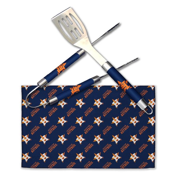 THE NORTHWEST GROUP MLB Astros Stainless Steel BBQ Grilling Utensil Set Outdoor Kitchen Accessories