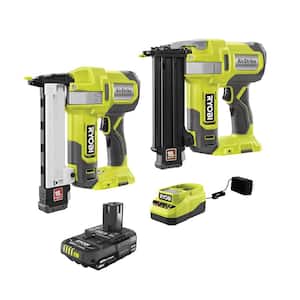 ONE+ 18V Cordless 18-Gauge Brad Nailer with 18-Gauge Narrow Crown Stapler, 2.0 Ah Battery, and Charger