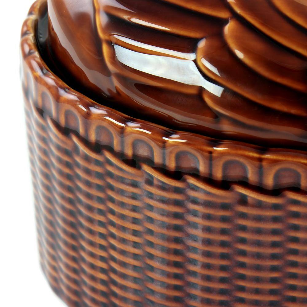 Brown Stoneware Goose-Shaped Oval Baker with Lid