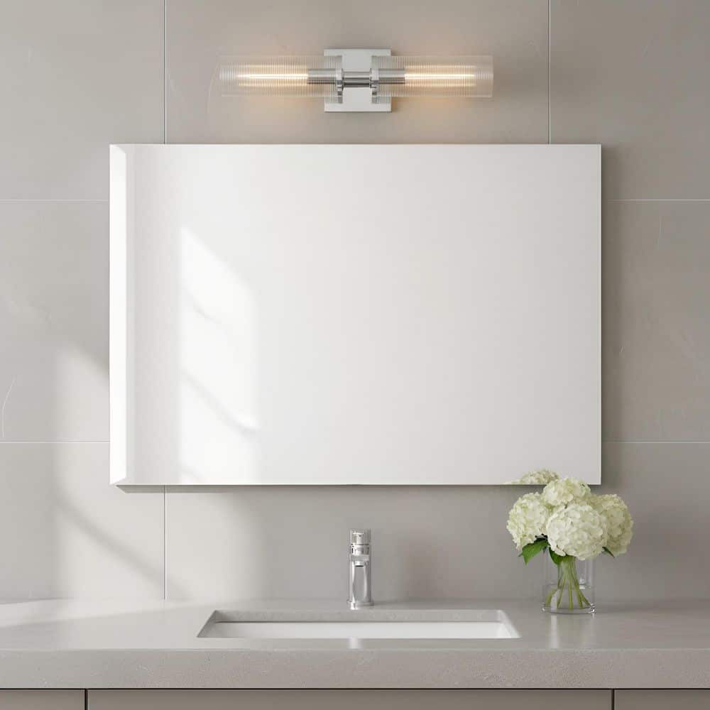 Sarita Medium 2-Light Chrome Wall Sconce with Clear Ribbed Glass Shades price history on PriceWatchPro