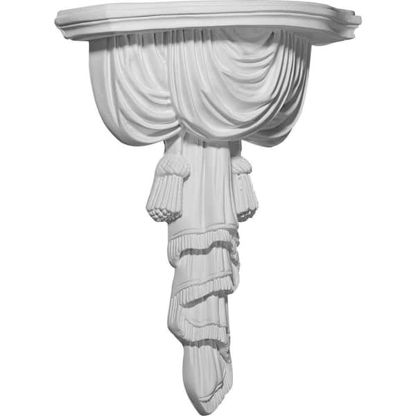 Ekena Millwork 9-3/4 in. x 4-1/2 in. x 12-1/8 in. Primed Polyurethane Tassel and Ribbon Shelf