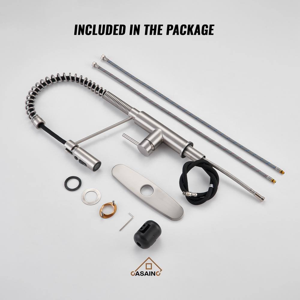 Brushed Nickel Pull Down Kitchen Faucet with Deck Plate