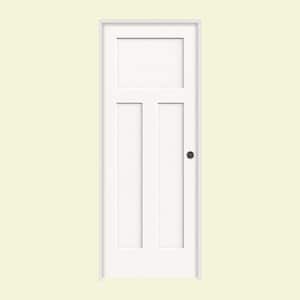 30 in. x 80 in. Craftsman White Painted Left-Hand Smooth Solid Core Molded Composite MDF Single Prehung Interior Door