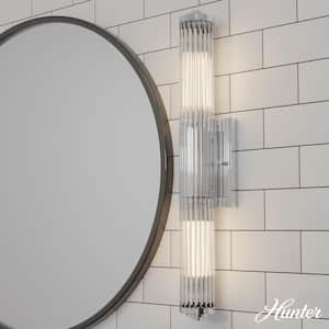 Holly Grove 24 in. 2-Light Chrome Vanity Light with Clear Ribbed Glass Shades