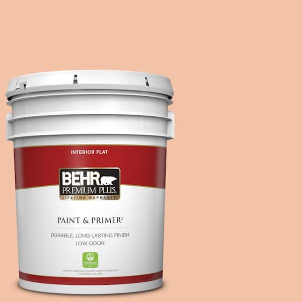 BEHR PREMIUM PLUS 5 gal. Home Decorators Collection #HDC-FL13-4 Pumpkin Mousse Flat Low Odor Interior Paint & Primer