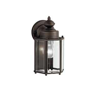 Independence 10 in. 1-Light Olde Bronze Outdoor Hardwired Wall Lantern Sconce with No Bulbs Included (1-Pack)
