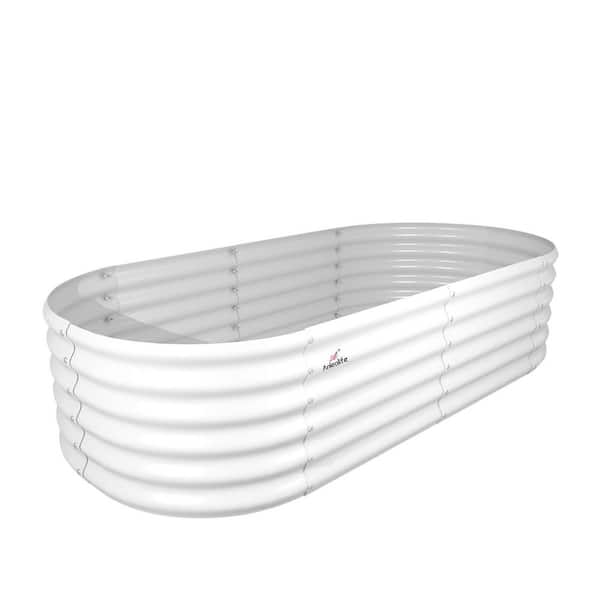 Unbranded 6 x 2 x 1. 5 ft. Galvanized Steel Raised Garden Beds Outdoor, Oval Round Metal Planter Box Anti-Rust, Easy-Setup White