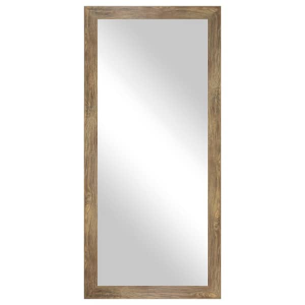 Modern Rustic (80 in. W x 33 in. H) Brown MDF Wide Rectangle Mirror