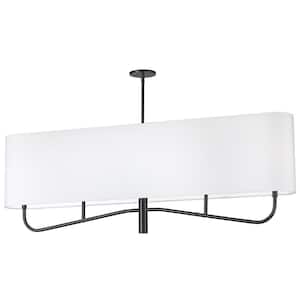 Eleanor 4-Light Matte Black Shaded Chandelier with White Fabric Shade