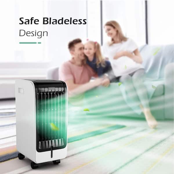 8,000 BTU Portable Air Conditioner Cools 250 Sq. Ft. with Humidifier, Remote Control and Wheels in White