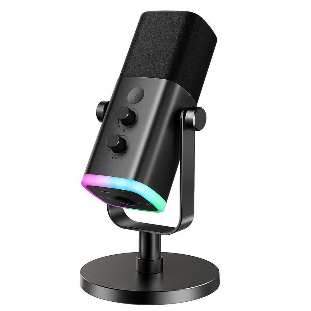 USB XLR Dynamic Microphone Desktop Stand RGB Light Mute Headphones Jack in Black for Podcast Gaming Streaming price history on PriceWatchPro