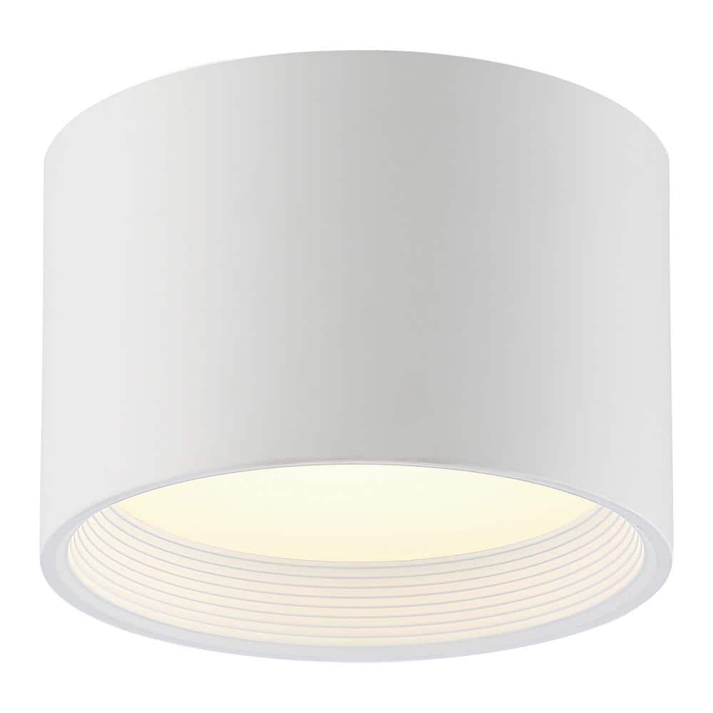 Reel 8 in. Transitional White Integrated LED Flush Mount