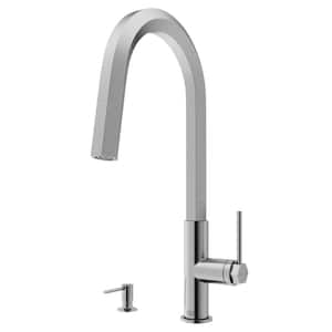 Hart Hexad Kitchen Single Handle Pull-Down Spout Kitchen Faucet Set with Soap Dispenser in Stainless Steel