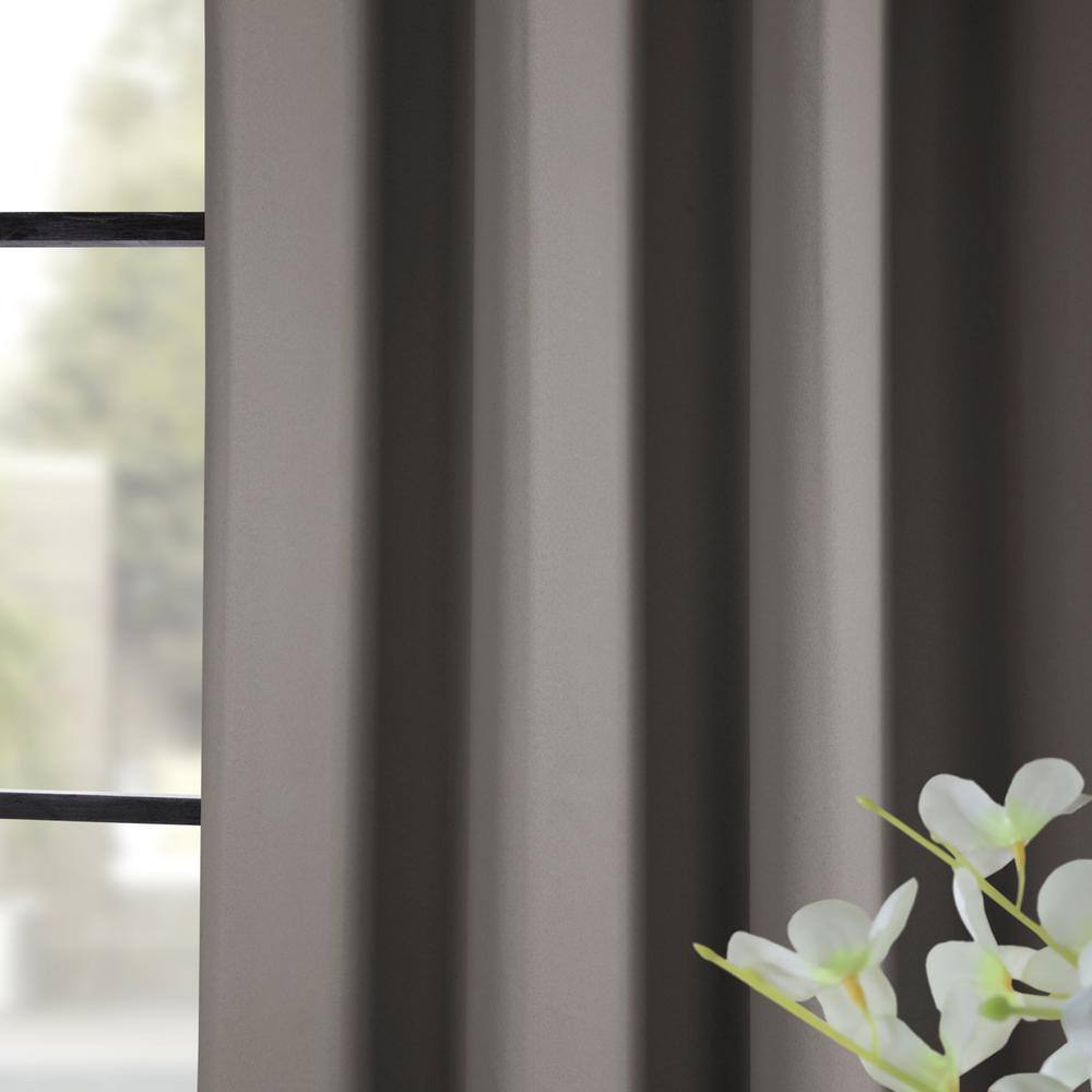 Neutral Grey Velvet Blackout Grommet Curtain Panel