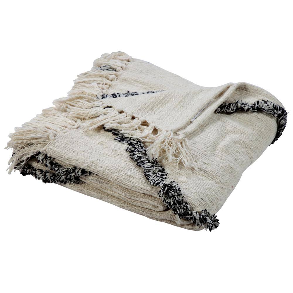 Handwoven Luxe Cotton Throw Blanket with Tufted Diamond Design