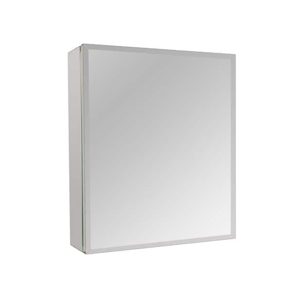 IDEAGLE 22 in. W x 29 in. H Small Rectangular Silver Recessed/Surface Mount Bathroom Medicine Cabinet with Mirror Left Open