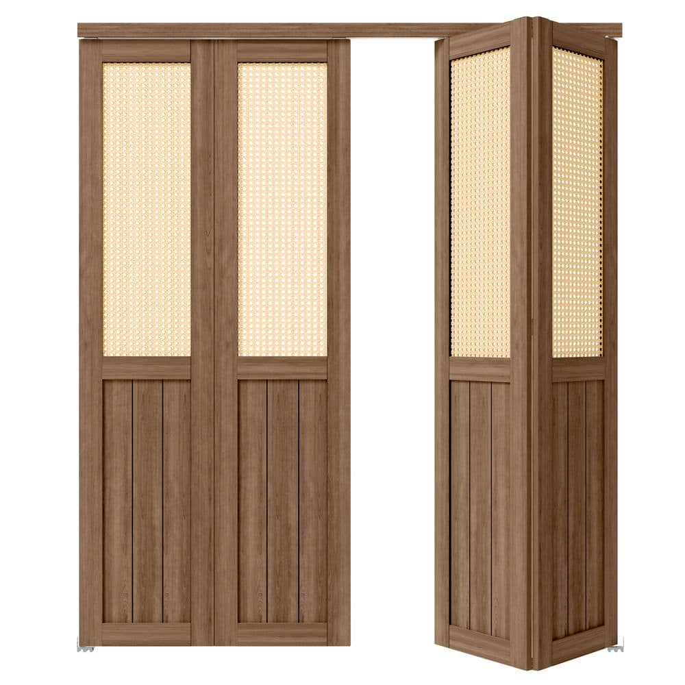 72 in. x 80 in. Half Webbing Half Panel, MDF,Cherry, Solid Core, Composite, PVC Covering Bi-Fold Door with Hardware Kits price history on PriceWatchPro