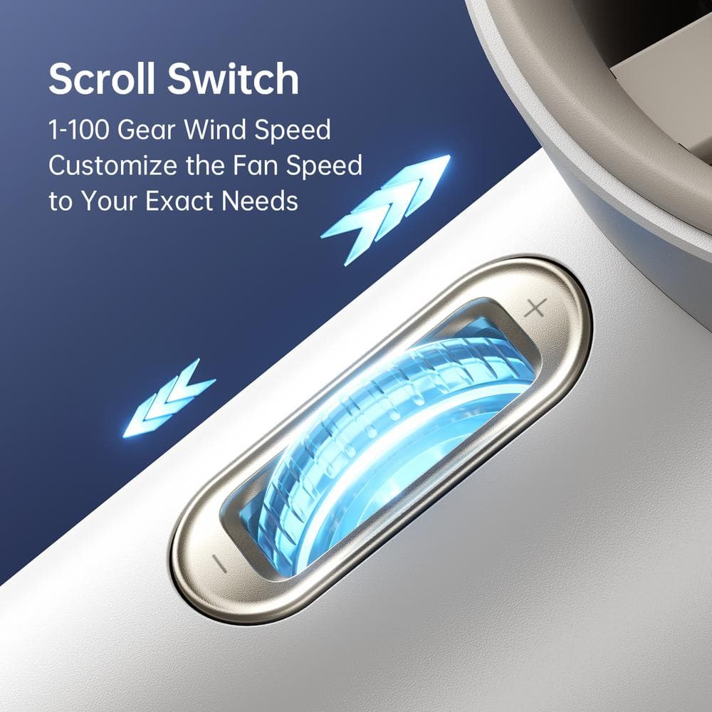 Compact White ABS Handheld Fan with Digital Display