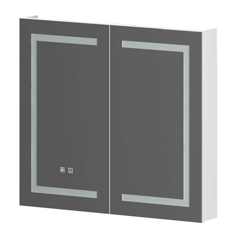 FUFU&GAGA 35.4 in. W x 31.5 in. H Frameless White Surface Mount 