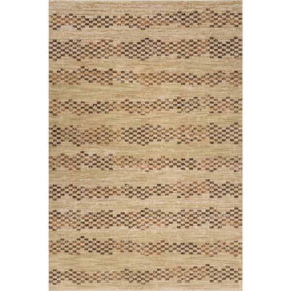 Serenia Mid-Century Modern Striped Area Tan 4 ft. x 6 ft. Indoor Area Rug
