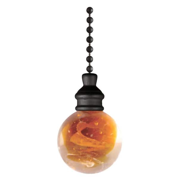 Commercial Electric 12 in. Bronze and Amber Alabaster Decorative Glass Ball Pull Chain for Ceiling Fans and Lamps