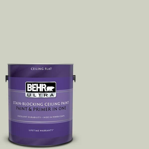 BEHR ULTRA 1 gal. #UL210-11 Sliced Cucumber Ceiling Flat Interior Paint and Primer in One